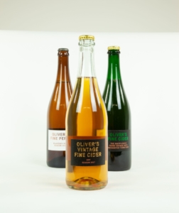 Labelled wine bottles